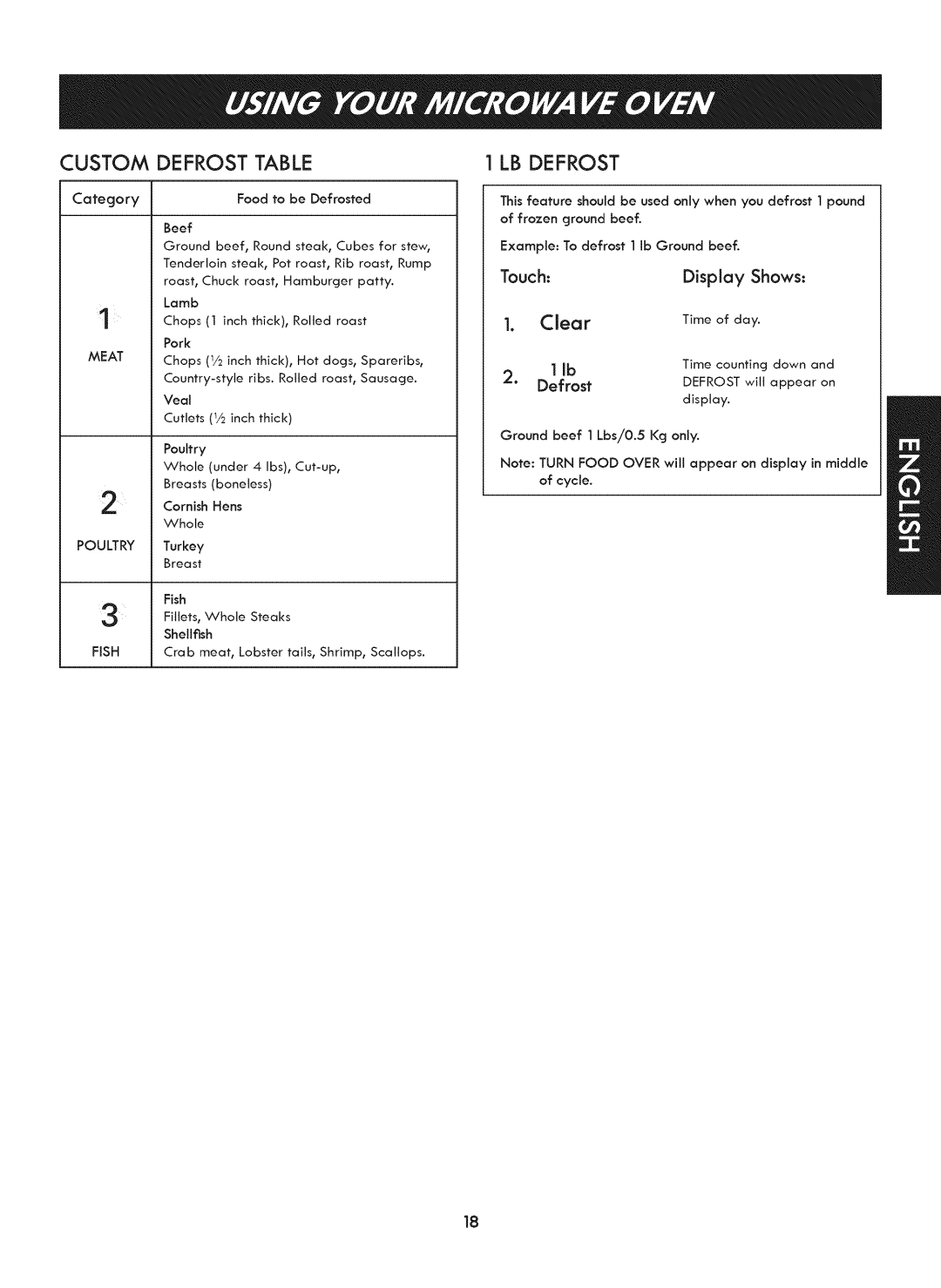 Kenmore 721. 7920 manual LB Defrost 