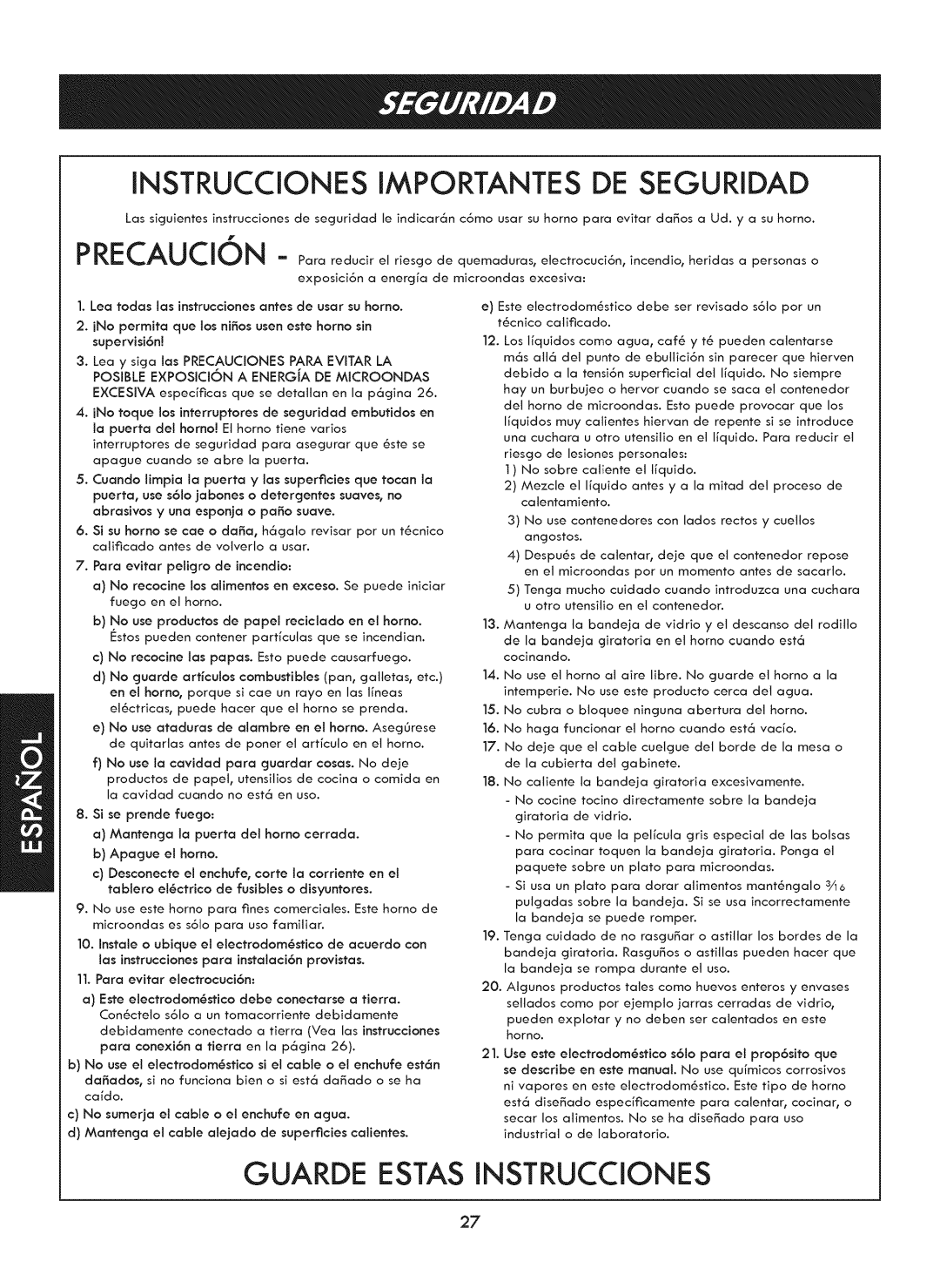 Kenmore 721. 7920 manual Instrucciones Importantes DE Seguridad, Lea todas Jas instrucciones antes de usar su homo 