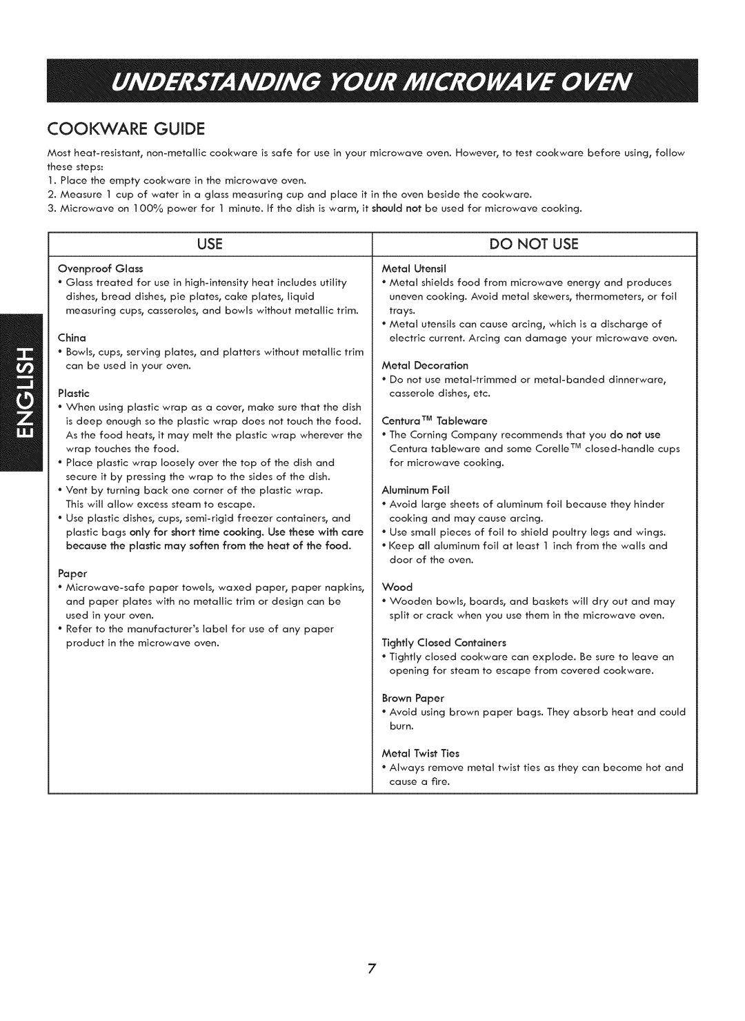 Kenmore 721. 7920 manual Cookware Guide, USE Do not USE 