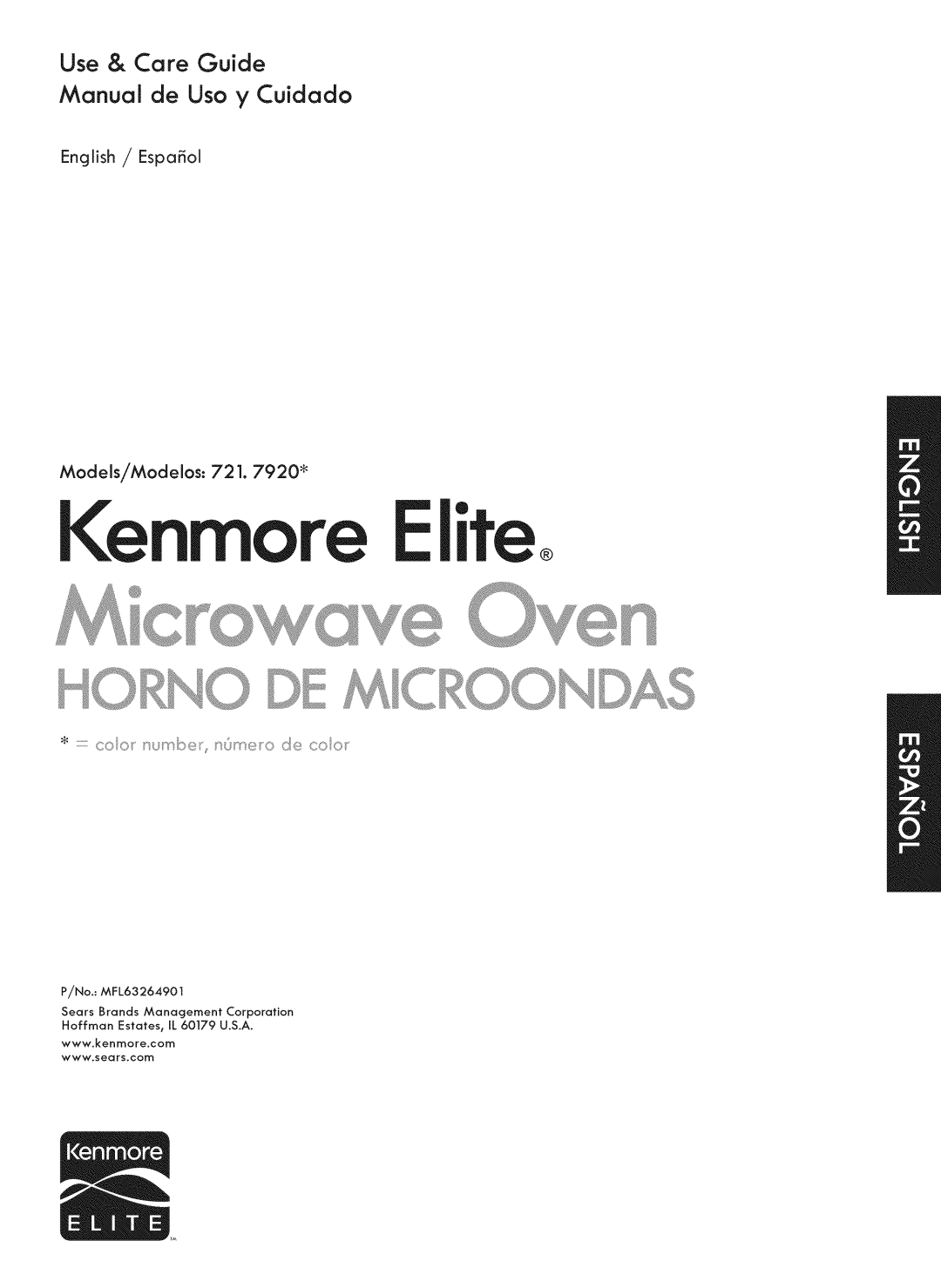 Kenmore 721. 7920 manual Use & Care Guide Manual de Uso y Cuidado, Kenmore Elite 