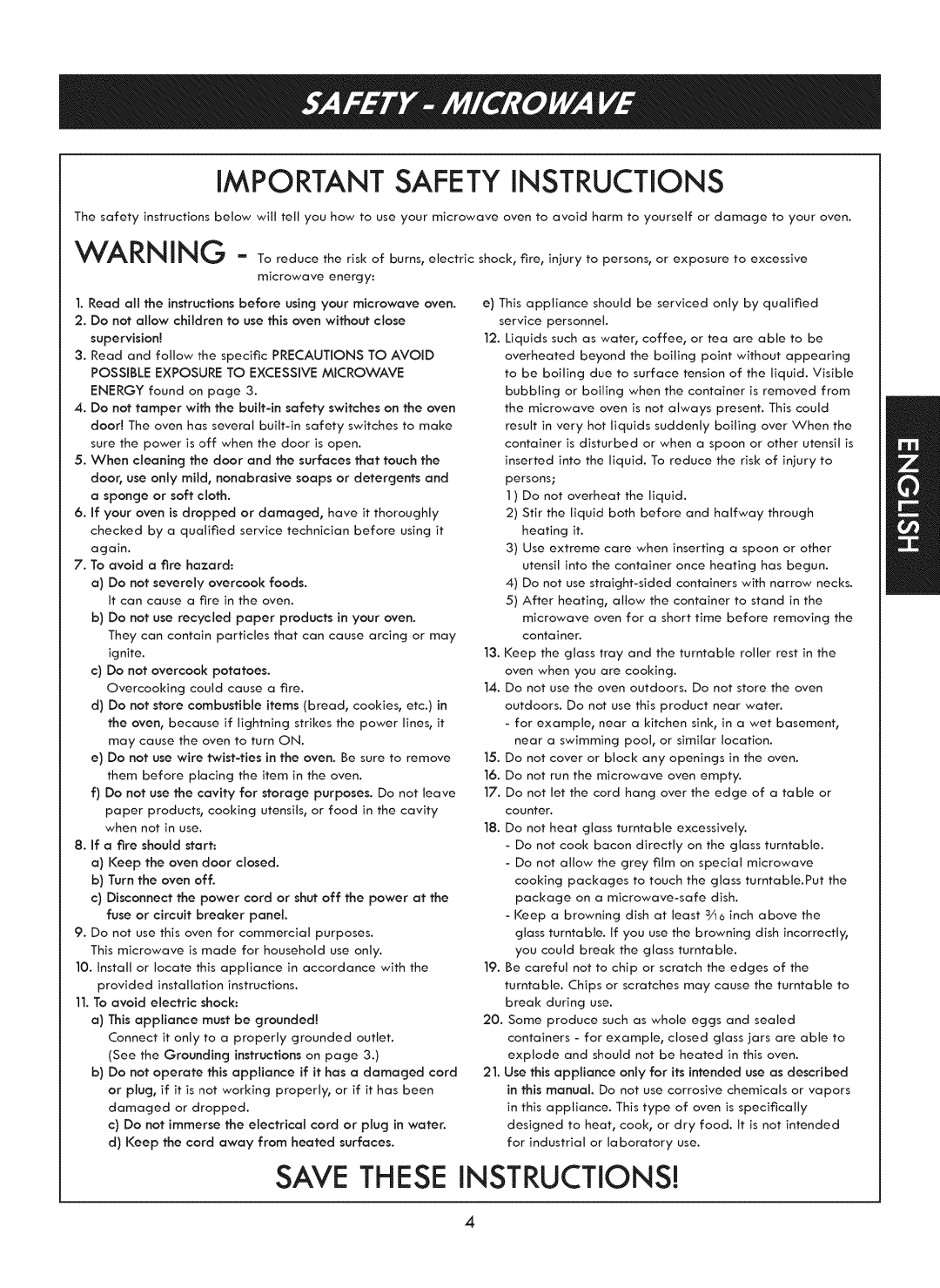 Kenmore 721. 7920 manual iMPORTANT SAFETY iNSTRUCTiONS, SAVE THESE iNSTRUCTiONS 