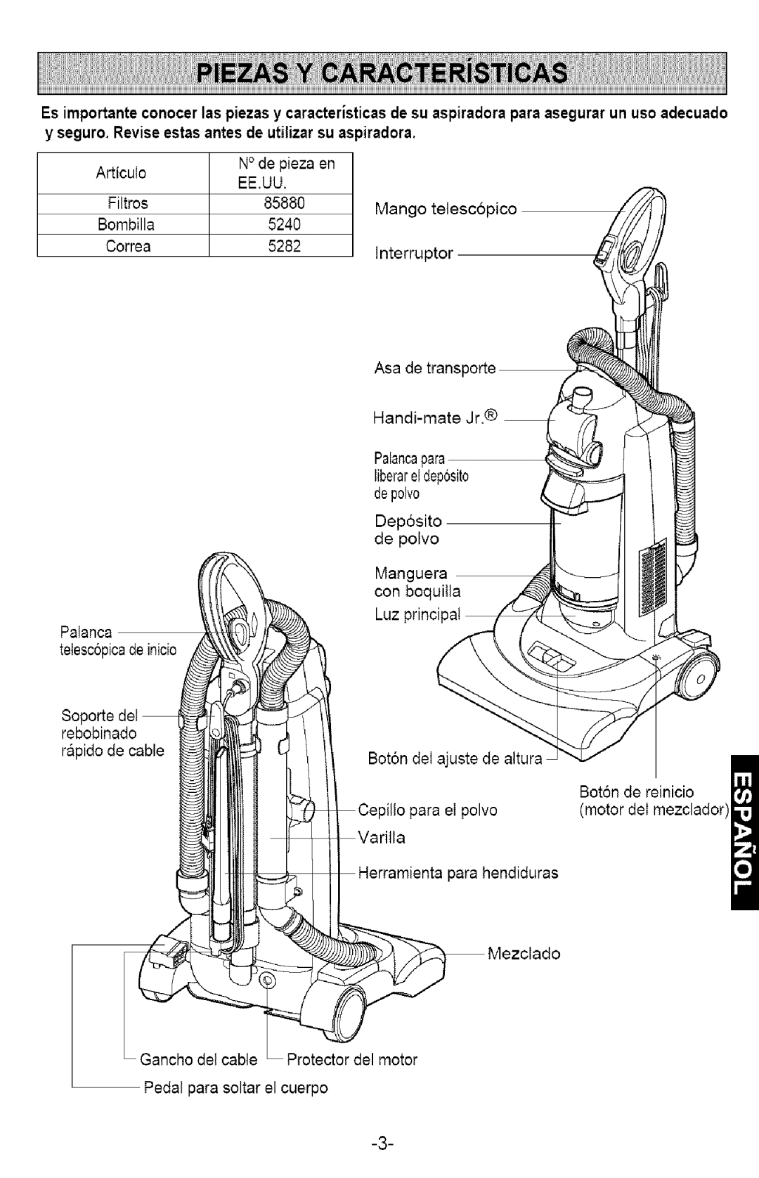 Kenmore 721.358205 owner manual Seguro. Revise estas antes de utilizar su as iradora, Ee.Uu 