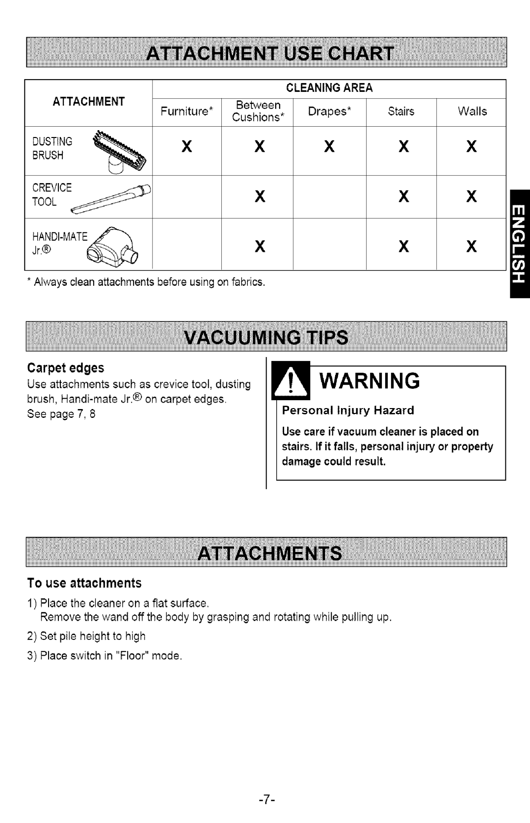 Kenmore 721.358205 owner manual Attachment, To use attachments 