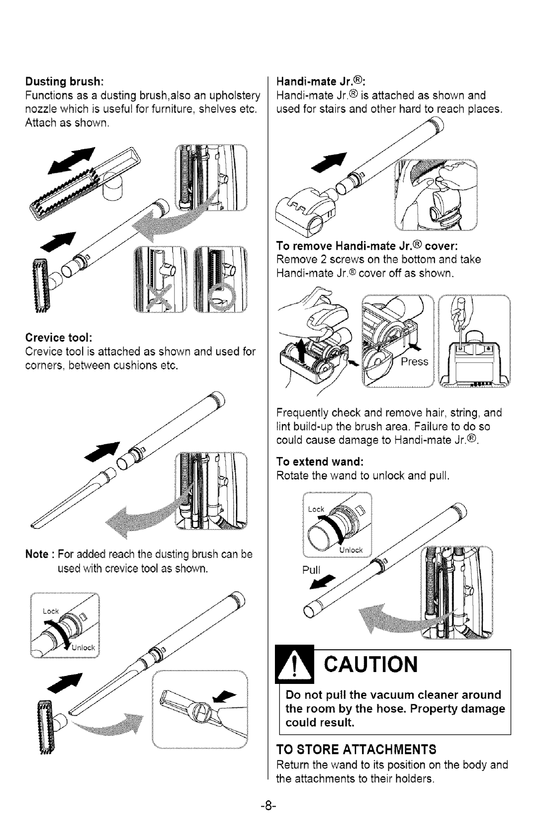 Kenmore 721.358205 owner manual To 8TORE ATTACHMENT8, Handi-mate Jr 