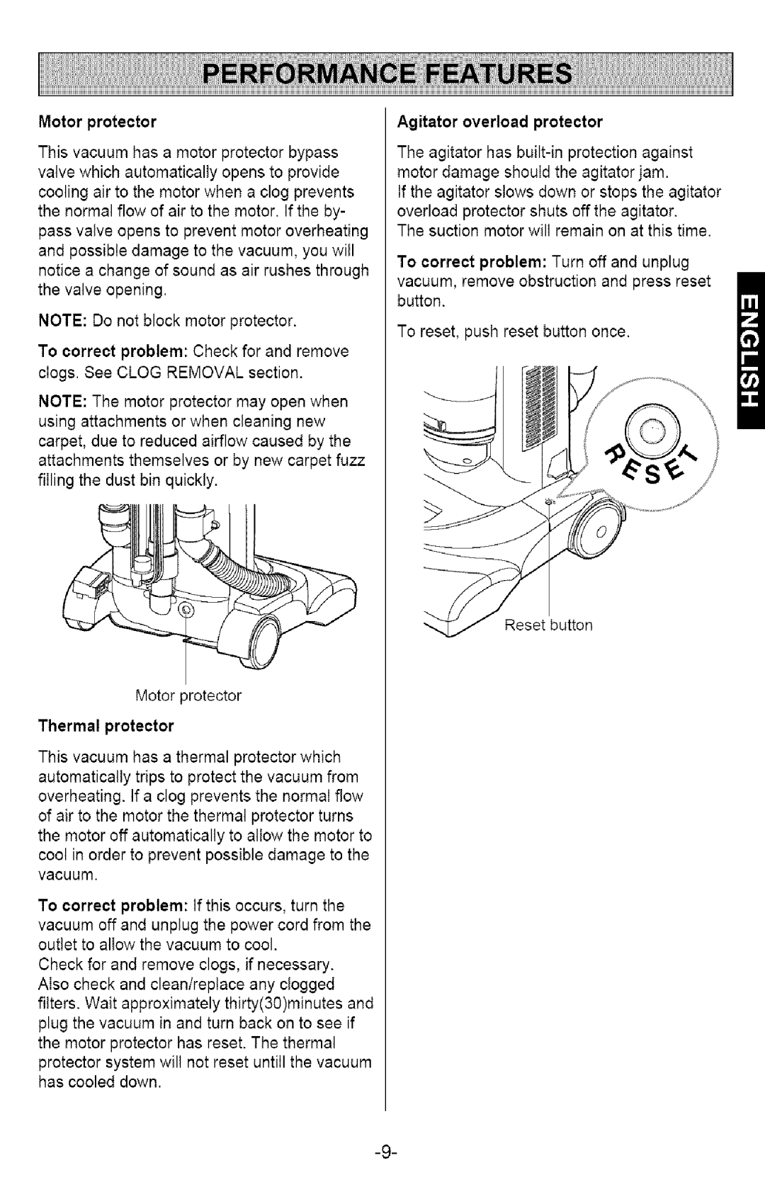 Kenmore 721.358205 owner manual Motor protector, Thermal protector, Agitator overload protector 