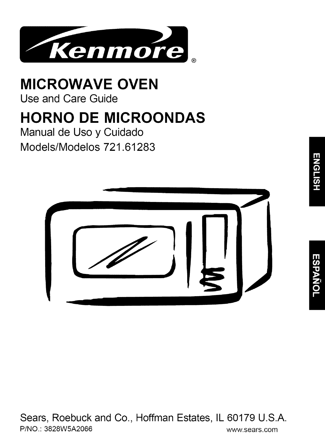 Kenmore 721.61283 manual P/NO. 3828W5A2066, Microwave Oven, Horno De Microondas, Use and Care Guide 