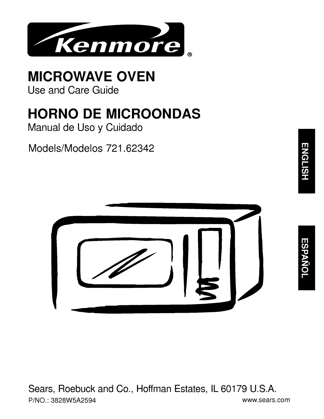 Kenmore 721.62342 manual Microwave Oven, Horno De Microondas, Use and Care Guide, Manual de Uso y Cuidado Models/Modelos 