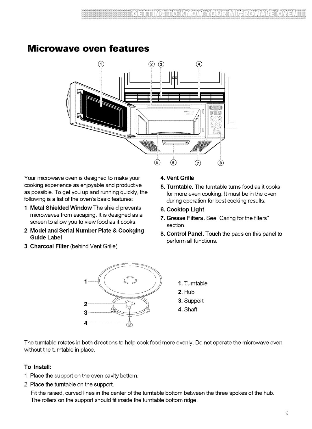 Kenmore 721.62759, 721.62752 manual Microwave oven features 