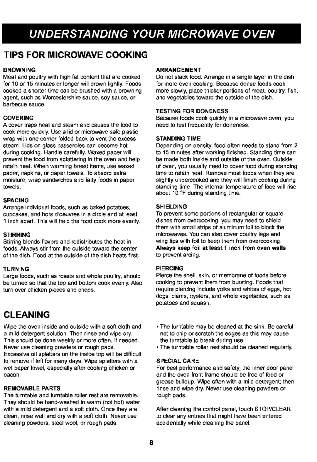 Kenmore 721.63109, 721.63102 manual Tips for Microwave Cooking 