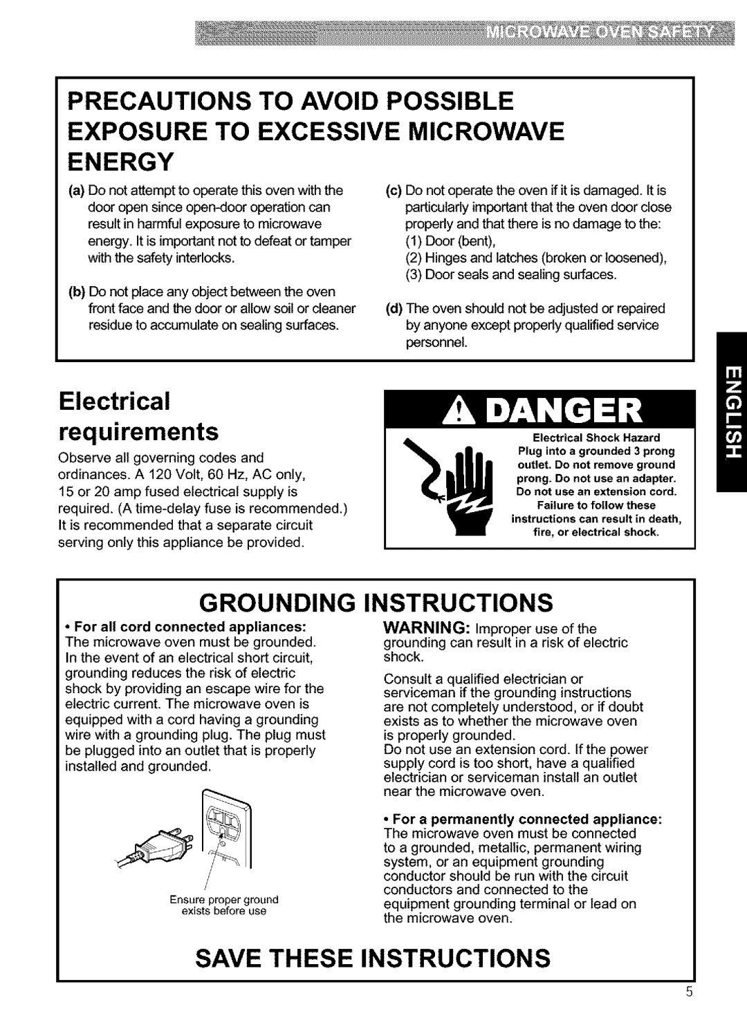 Kenmore 721.63659, 721.63654 System, or an equipment grounding, Equipment grounding terminal or lead on the microwave oven 