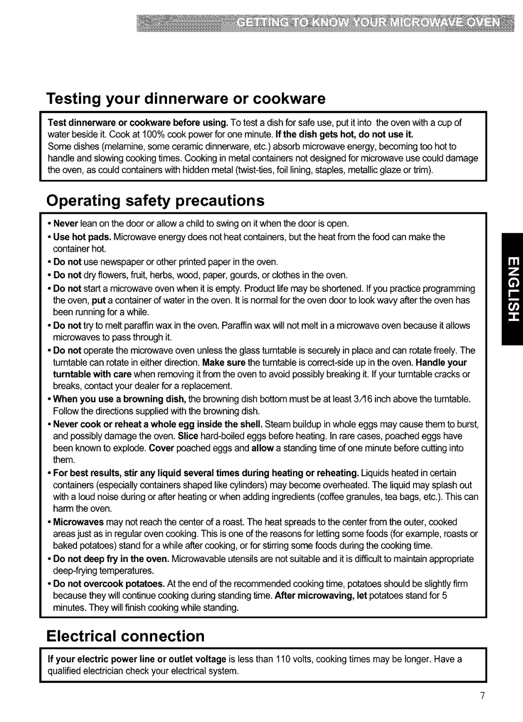 Kenmore 721.63652, 721.63654, 721.63659, 721.63653 manual Operating safety precautions, Electrical connection 