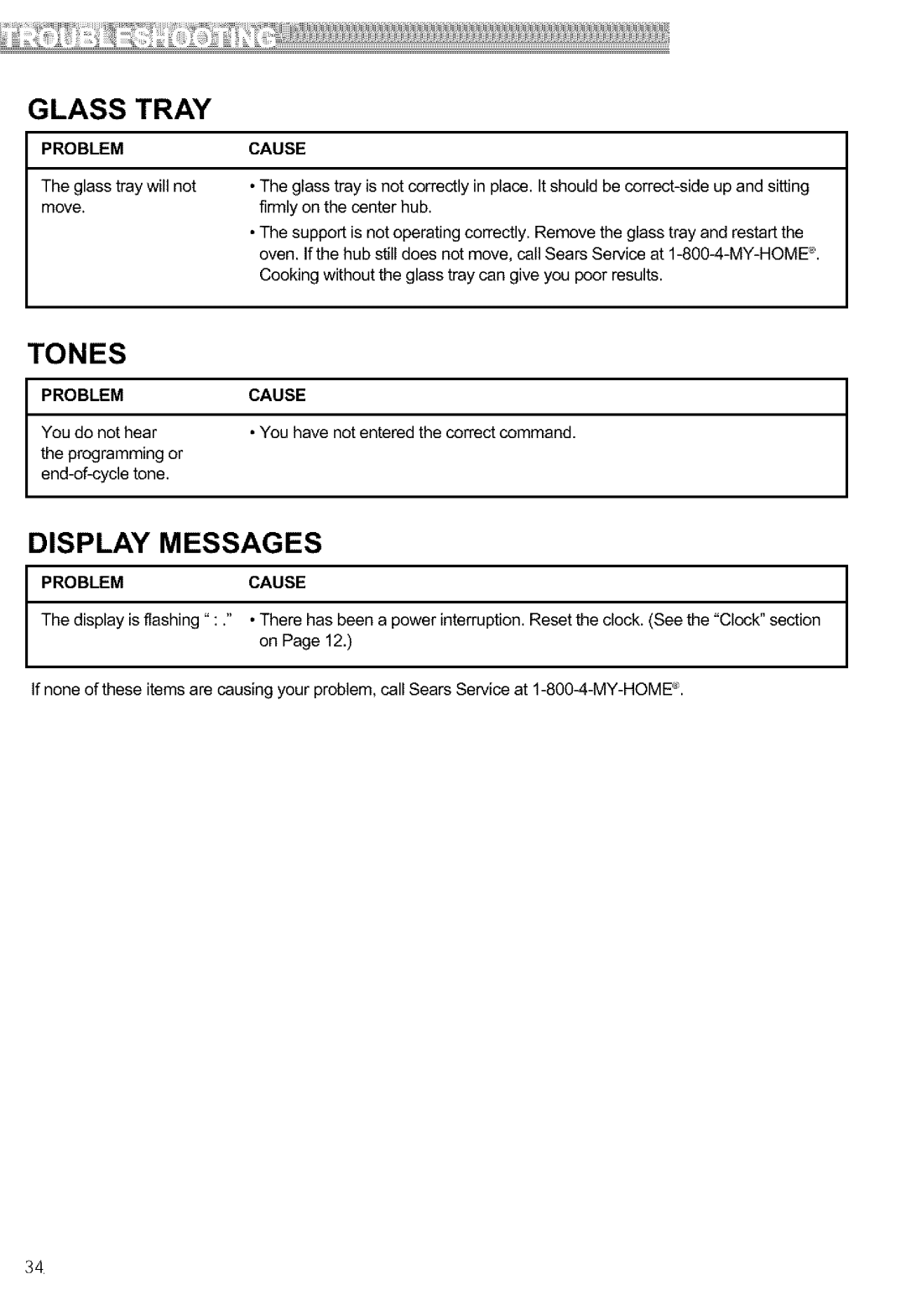 Kenmore 721.64682, 721.64689, 721.64684, 721.64683 manual Glass Tray, Tones, Display Messages 