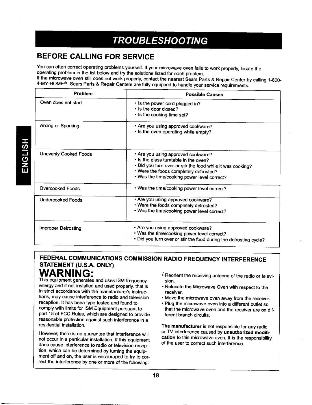 Kenmore 721.66222 manual Before Calling for Service 