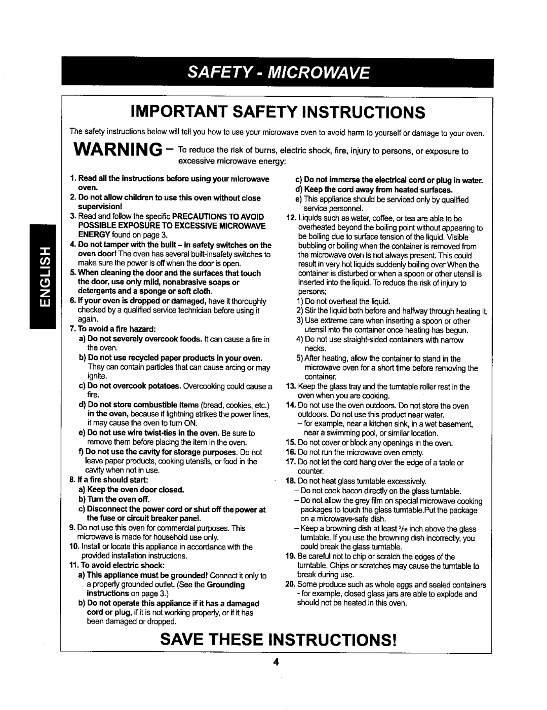 Kenmore 721.66222 manual Important Safety Instructions 