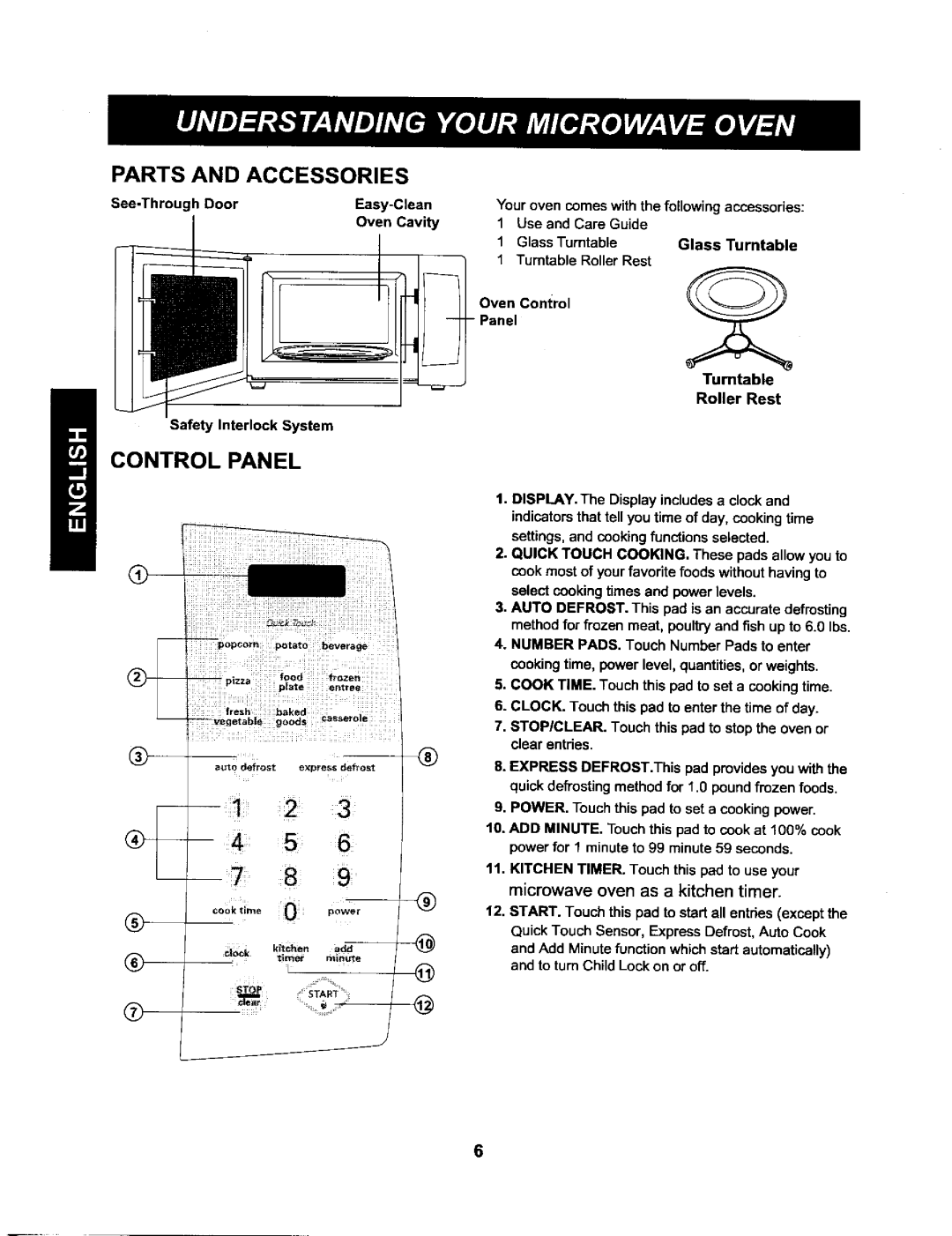 Kenmore 721.66222 manual Parts Accessories, Microwave oven as a kitchen timer 