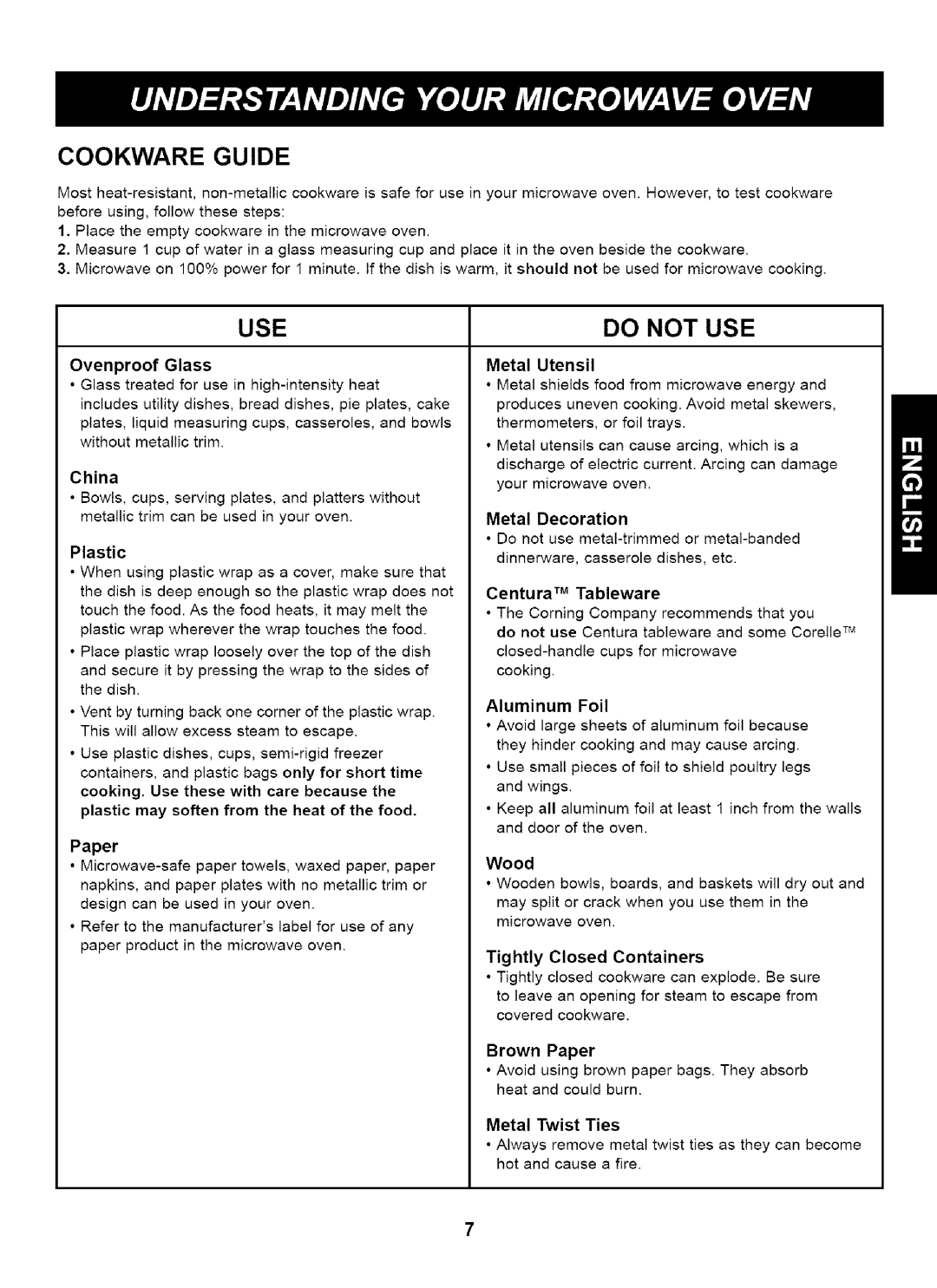 Kenmore 721.66462, 721.66464, 721.66469 manual Cookware Guide, USE Do not USE, Metal Utensil, Aluminum Foil 