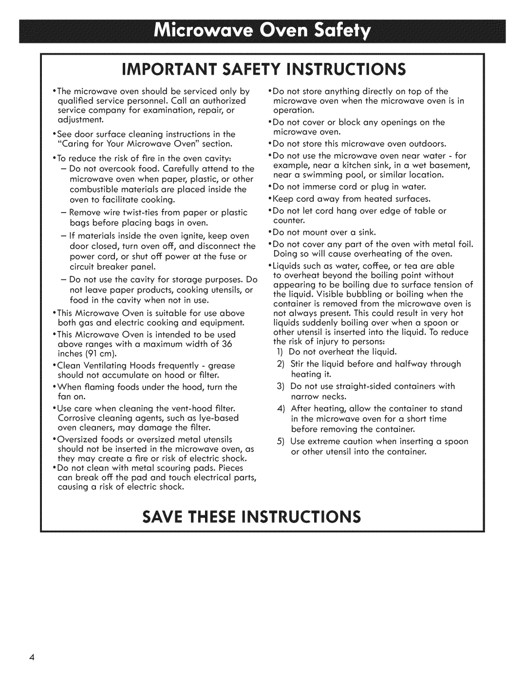 Kenmore 721.7915 manual iMPORTANT SAFETY iNSTRUCTiONS, Save These Instructions 