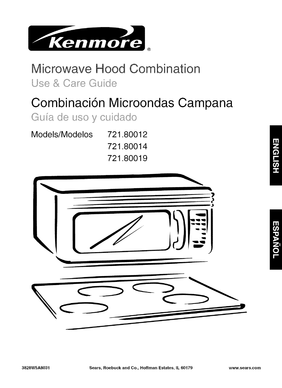 Kenmore 721.80019, 721.80012, 721.80014 manual Microwave H Combinaci6n Microondas Campana 