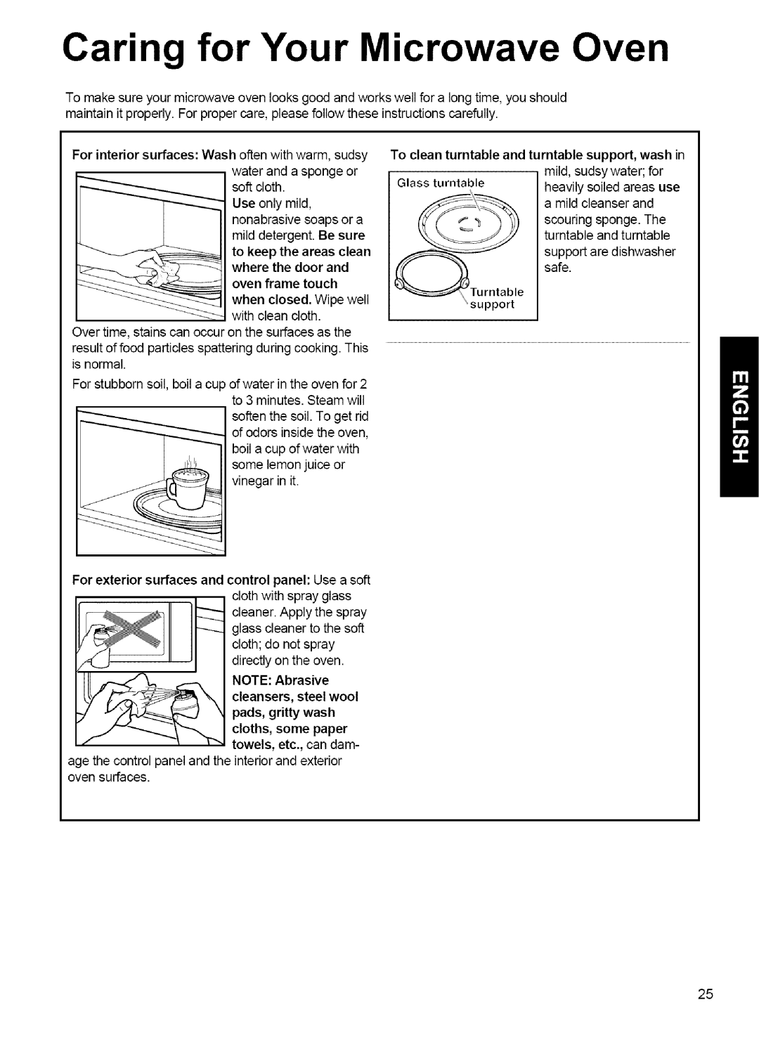 Kenmore 721.80033, 721.80039, 721.80034, 721.80032 manual Caring for Your Microwave Oven 