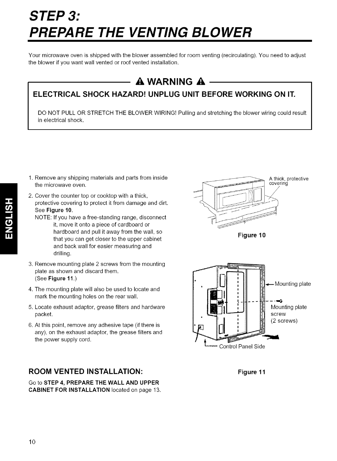 Kenmore 721.80043, 721.80049 Step Prepare the Venting Blower, Electrical Shock HAZARD! Unplug Unit Before Working on IT 