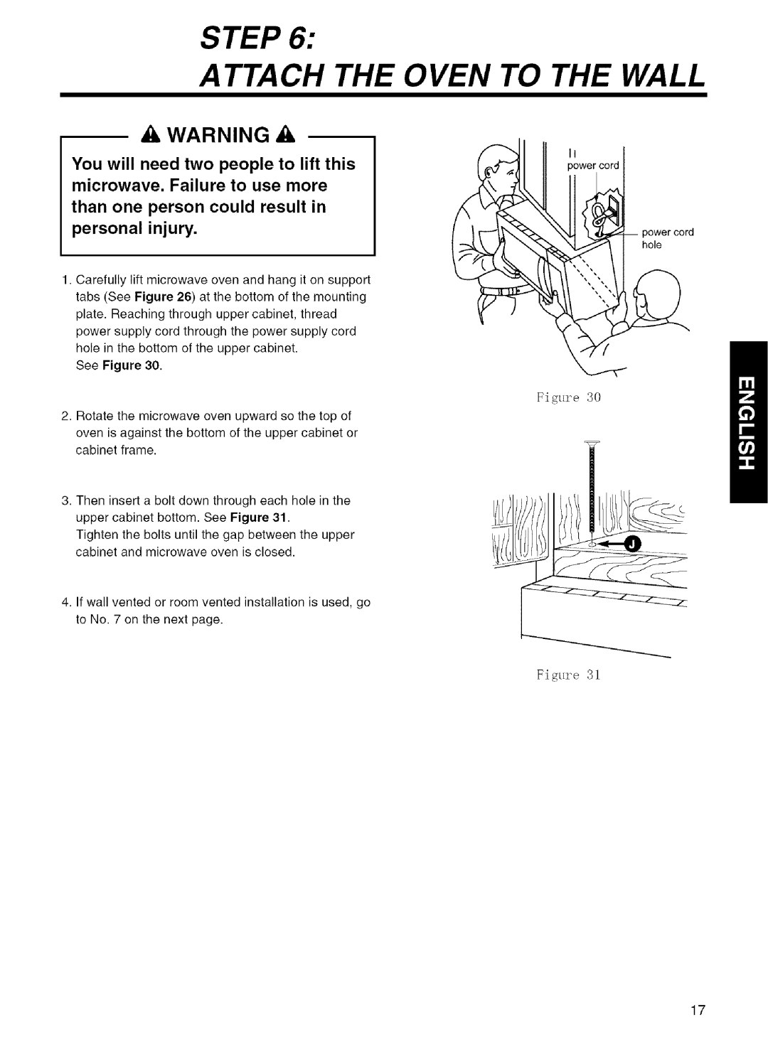 Kenmore 721.80042, 721.80049, 721.80043, 721.80044 installation instructions Step Ttach the Oven to the Wall 