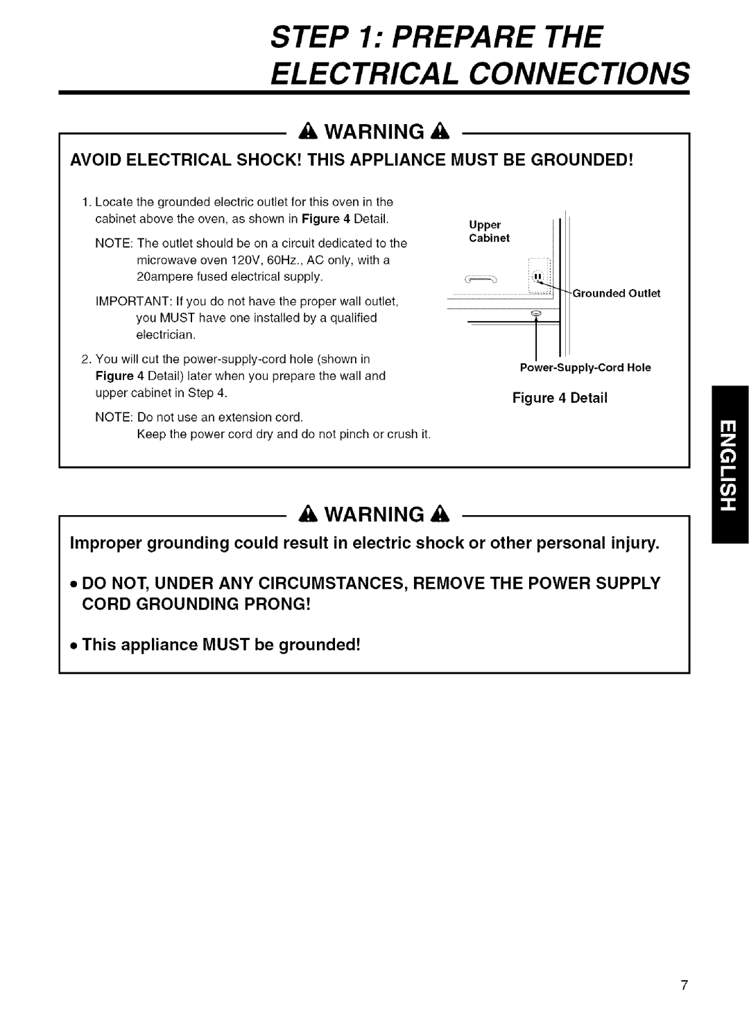 Kenmore 721.80044 Prepare Electrical Connections, Avoid Electrical SHOCK! this Appliance Must be Grounded, UpperI 