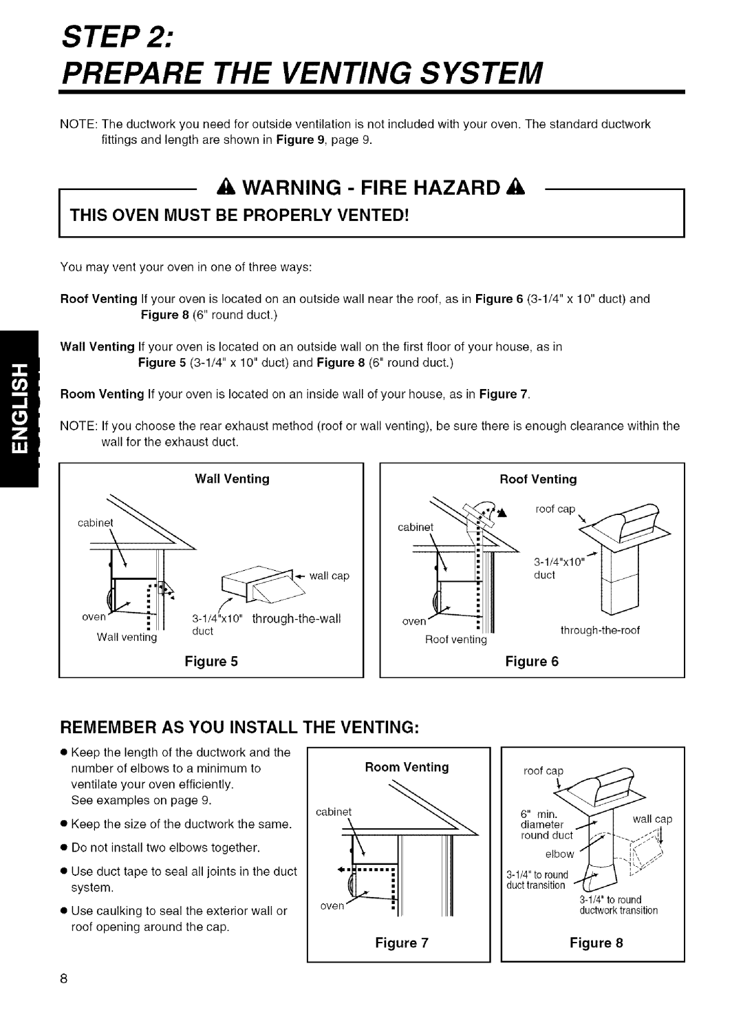 Kenmore 721.80049 Step Prepare the Venting System, This Oven Must be Properly Vented, Remember AS YOU Install the Venting 