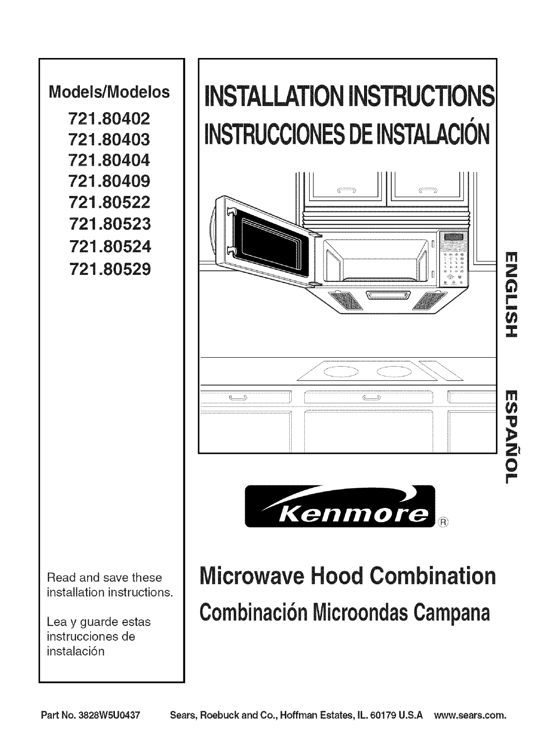 Kenmore 721.80404, 721.80524, 721.80403, 721.80529, 721.80402, 721.80409, 721.80522 installation instructions Instructions 