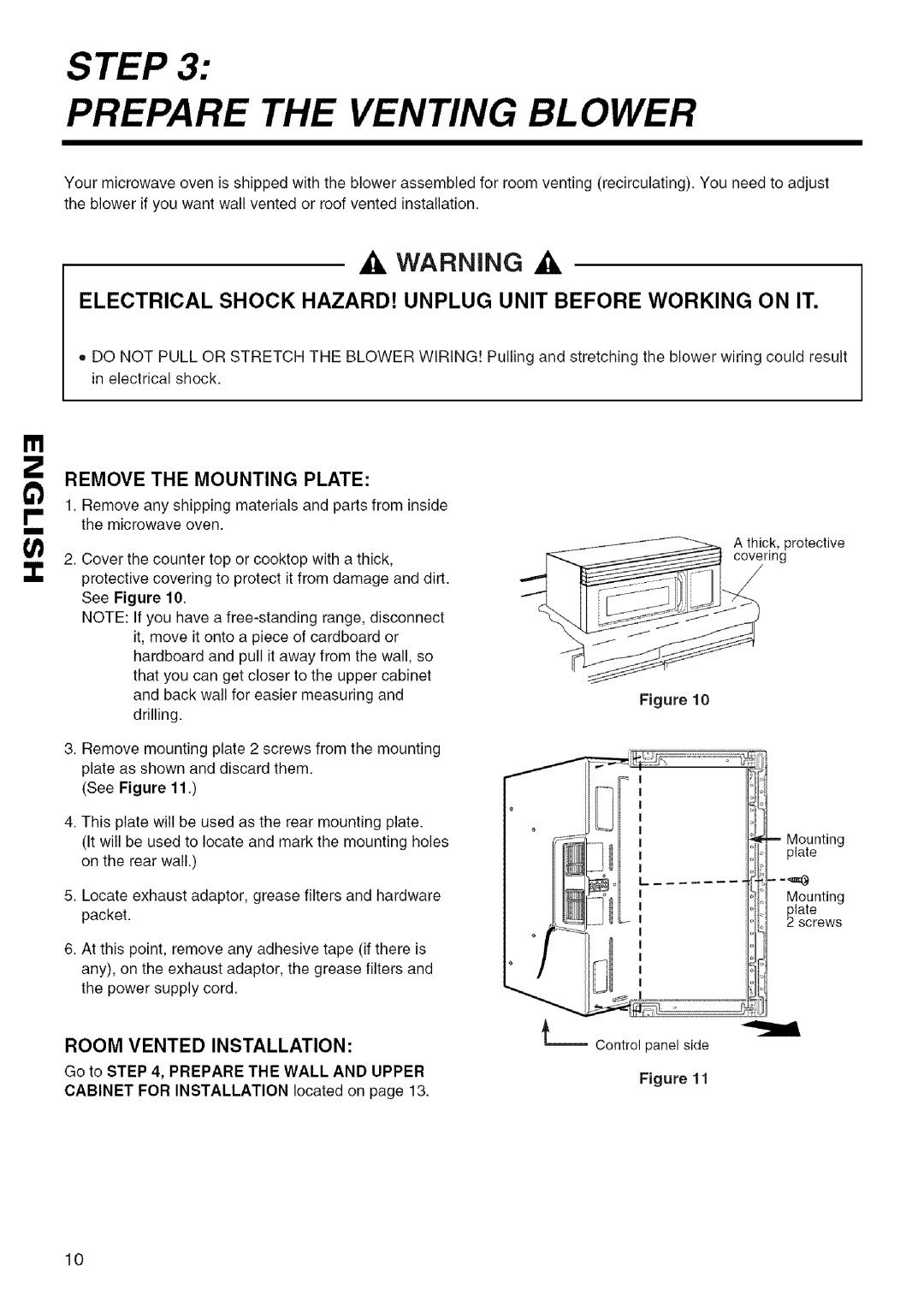 Kenmore 721.80403, 721.80524, 721.80404, 721.80529, 721.80402 Step Prepare the Venting Blower, Room Vented Installation 