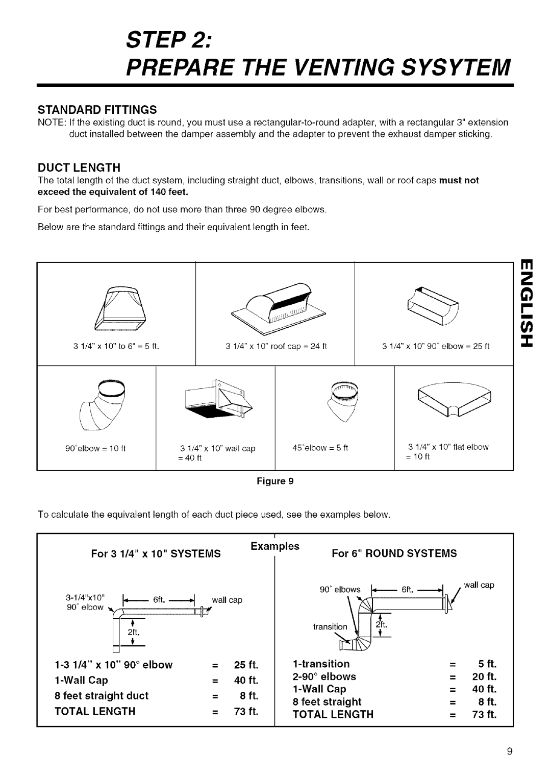 Kenmore 721.80404, 721.80524, 721.80403 Standard Fittings, For 3 1/4 x 10 Systems, Les For 6 Round Systems, Transition 