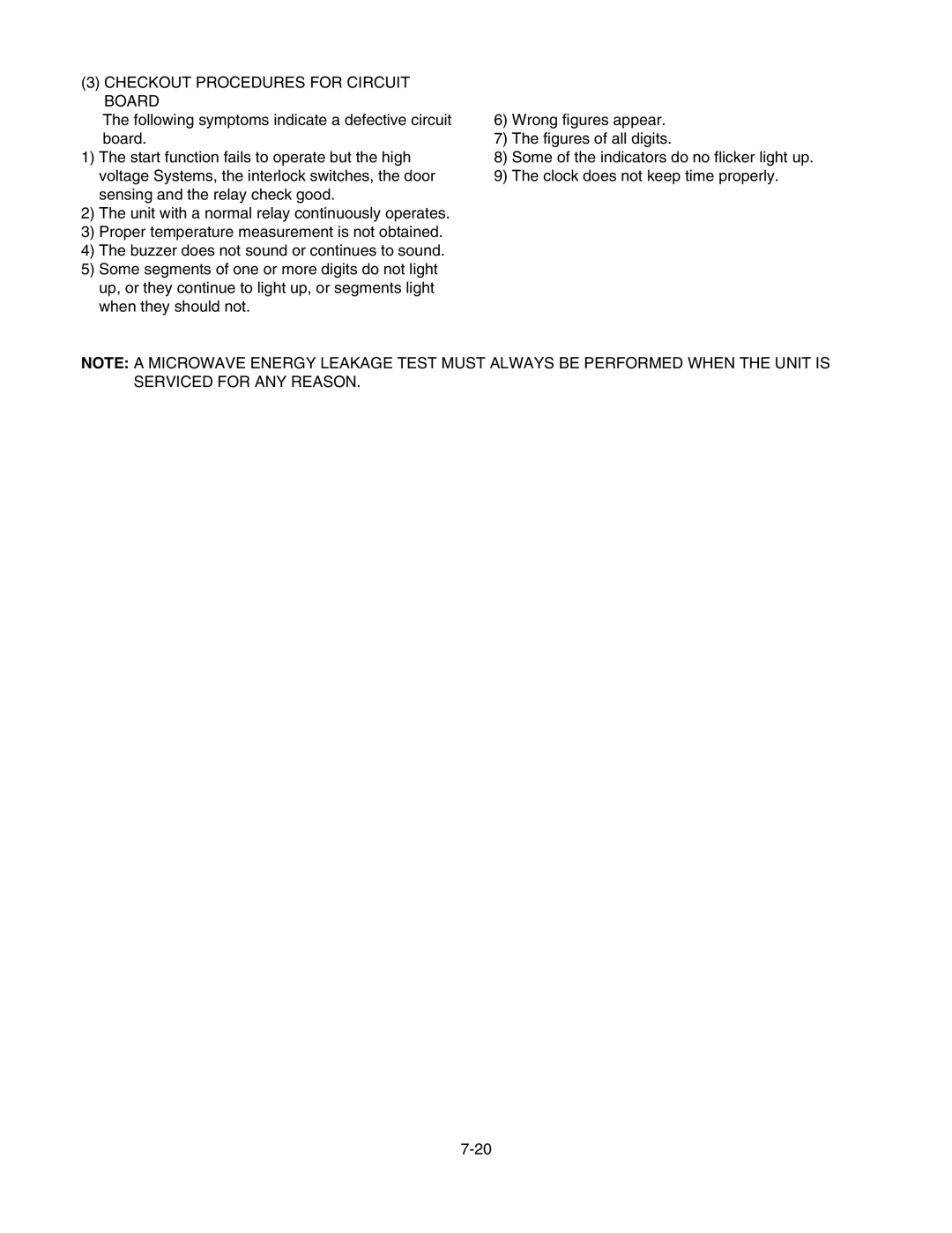 Kenmore 721.805944, 721.805934, 721.805924, 721.626434, 721.626424, 721.626494 manual Checkout Procedures for Circuit Board 