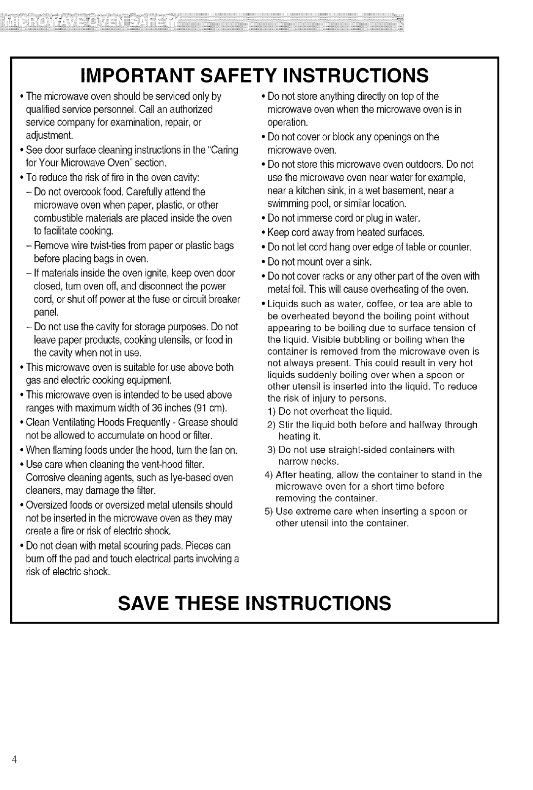 Kenmore 721.80603, 721.80602, 721.80609, 721.80604 manual Important Safety Instructions 