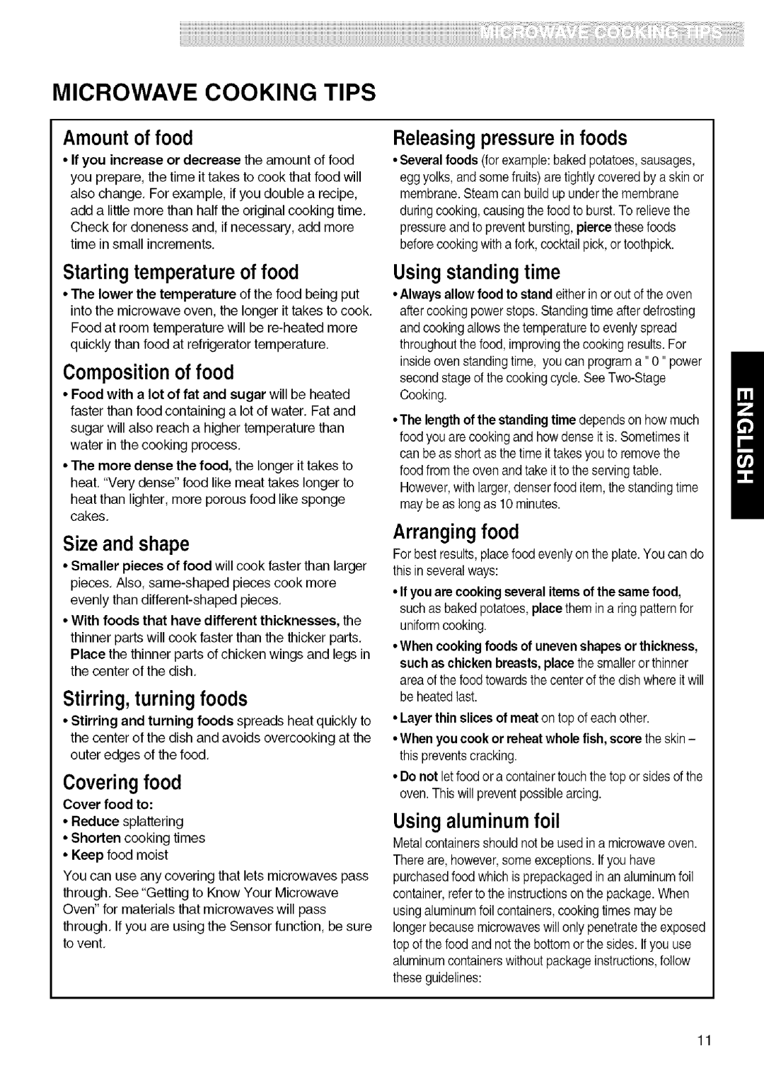 Kenmore 721.80829, 721.80824, 721.80823, 721.80822 Microwave Cooking Tips, If you increase or decrease theamount of food 