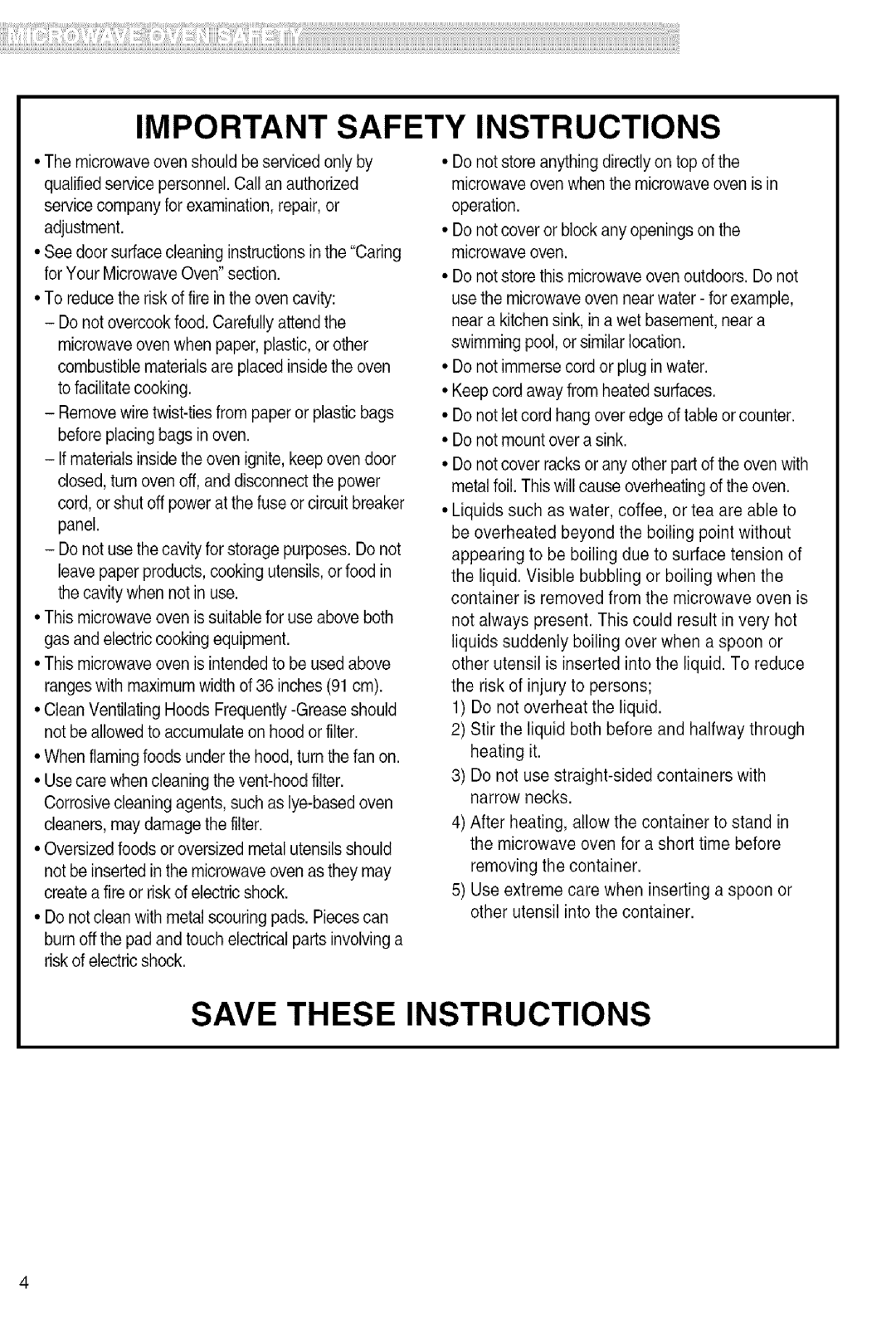 Kenmore 721.80824, 721.80823, 721.80822, 721.80829 manual Important Safety Instructions 