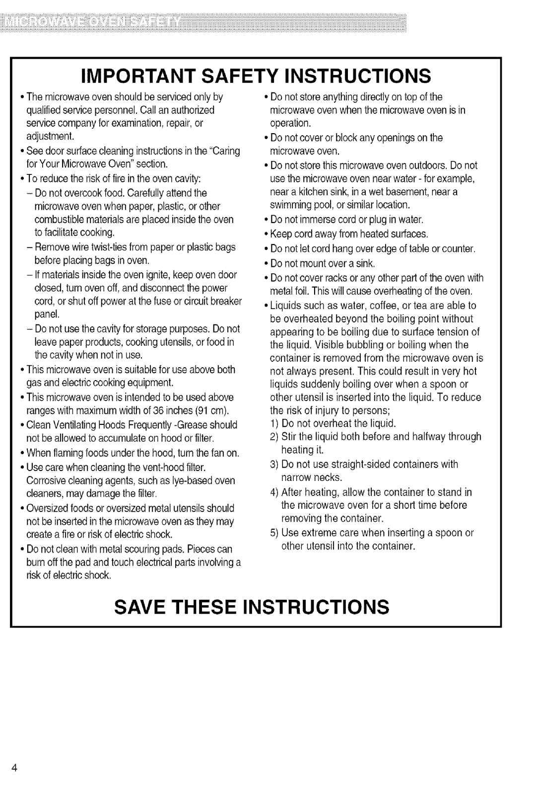 Kenmore 721.80824 manual Important Safety Instructions, Save These Instructions, To reducethe riskof fire inthe oven cavity 