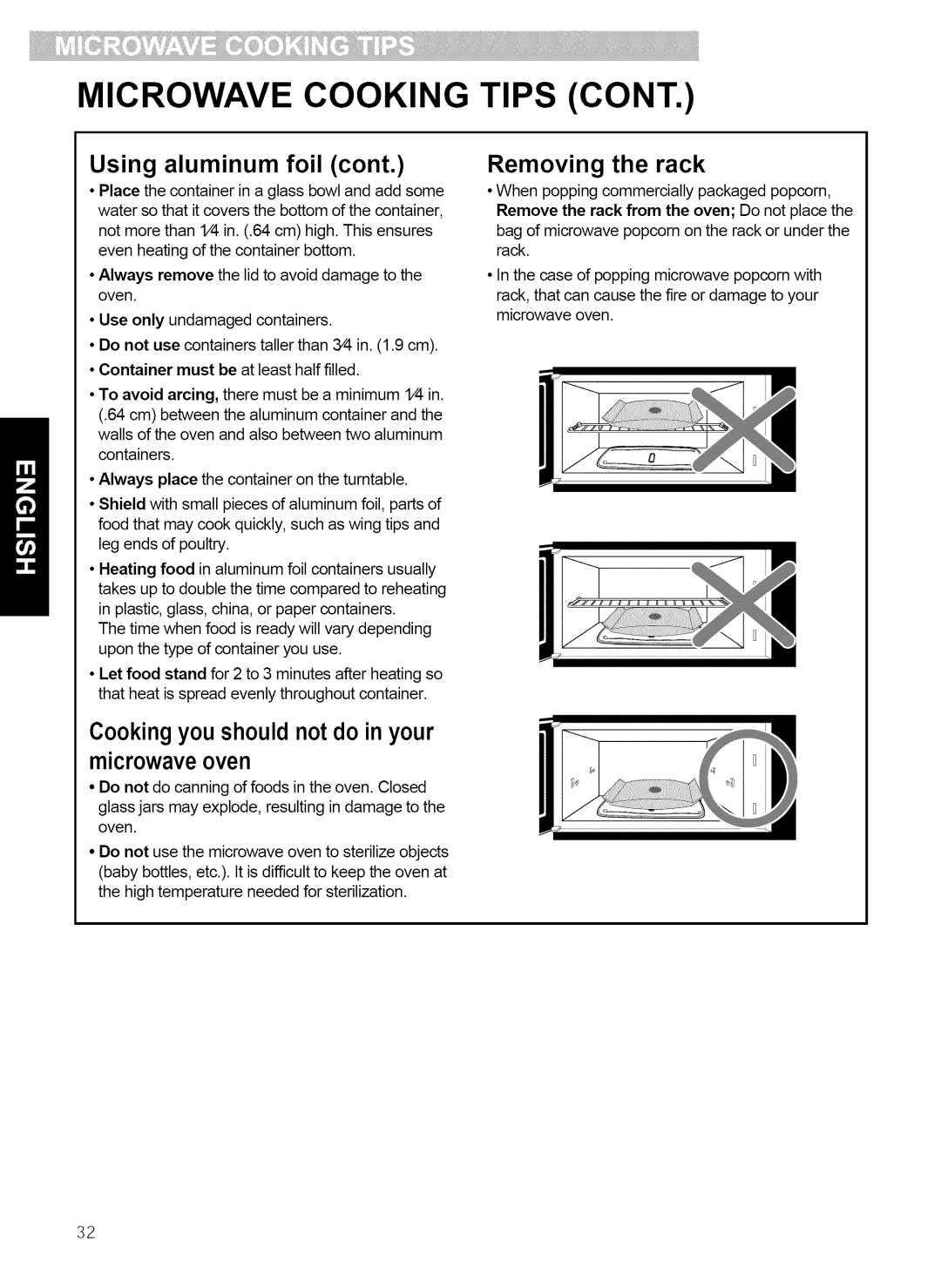 Kenmore 721.80864, 721.80863, 721.80862, 721.80869 manual Microwave Cooking Tips 