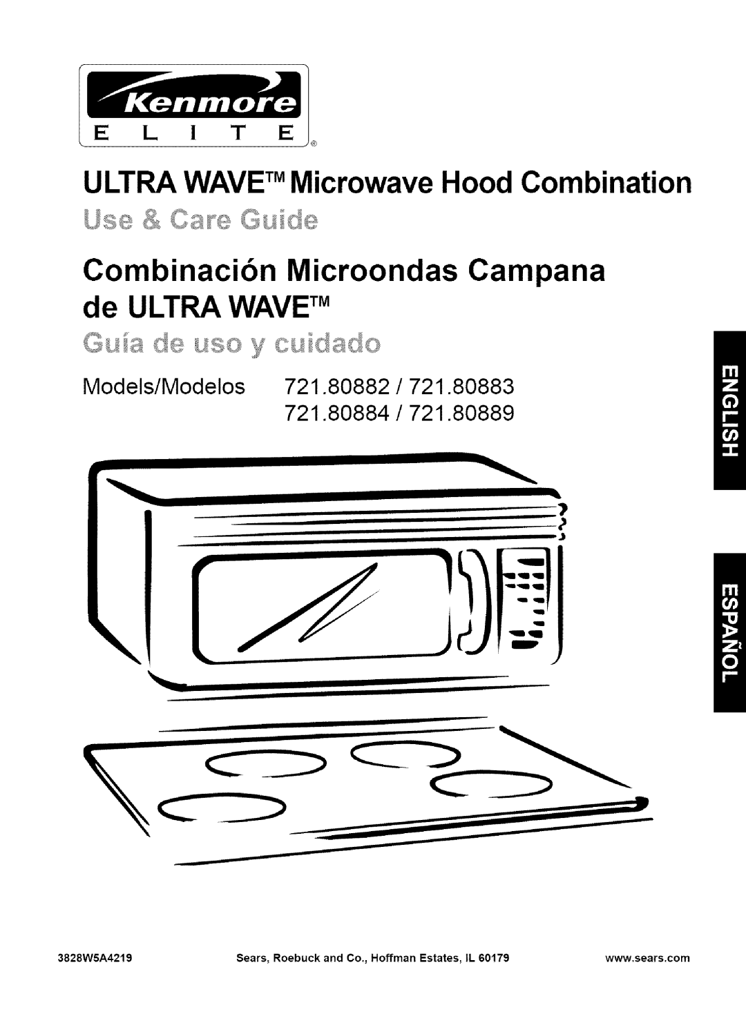 Kenmore 721.80882, 721.80889, 721.80883, 721.80884 manual Ultra WAVETMMicrowave Hood Combination 