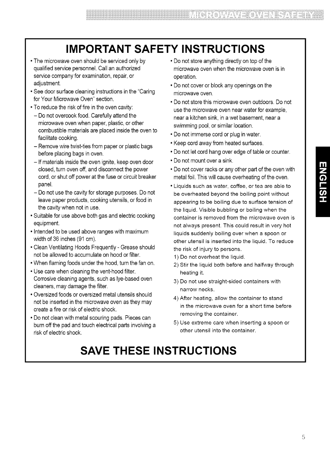 Kenmore 721.80882, 721.80889, 721.80883, 721.80884 manual Important Safety, Instructions 