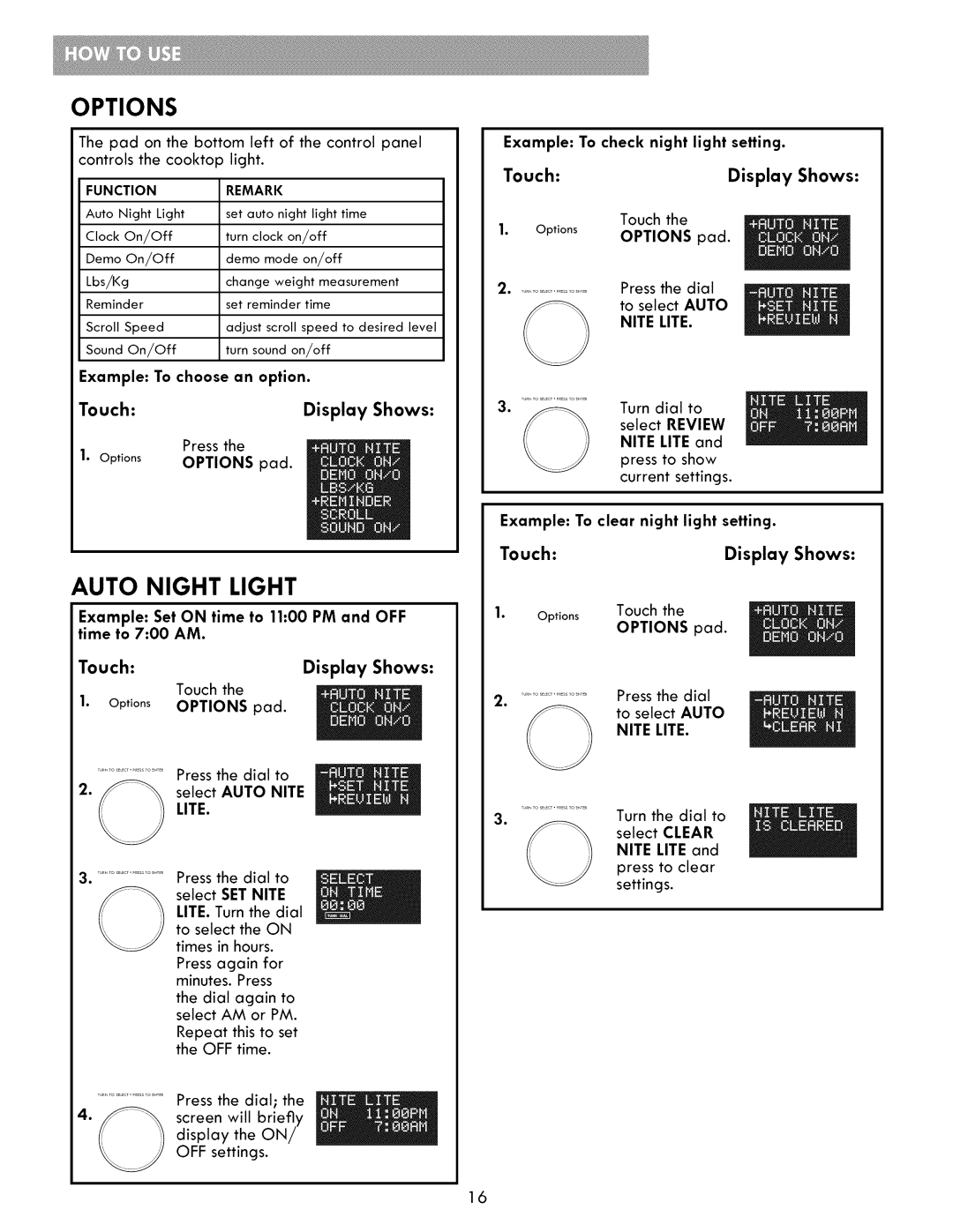 Kenmore 721.86002, 721.86009, 721.86003 manual Auto Night Light 