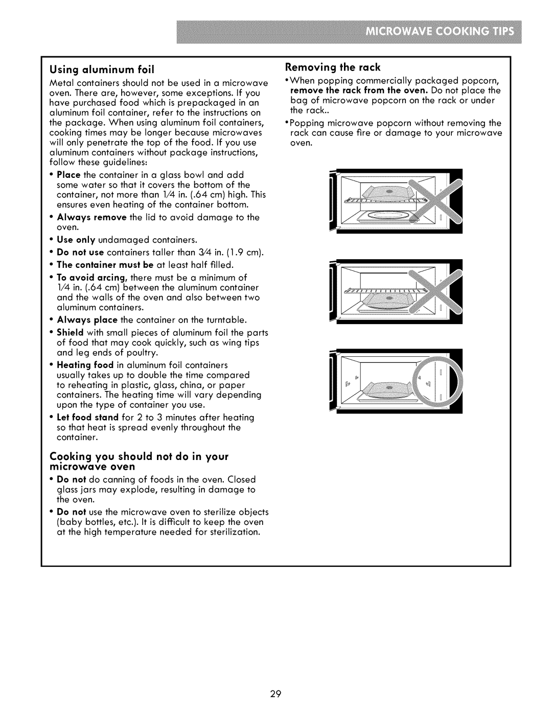 Kenmore 721.86003, 721.86009, 721.86002 manual Using aluminum foil 