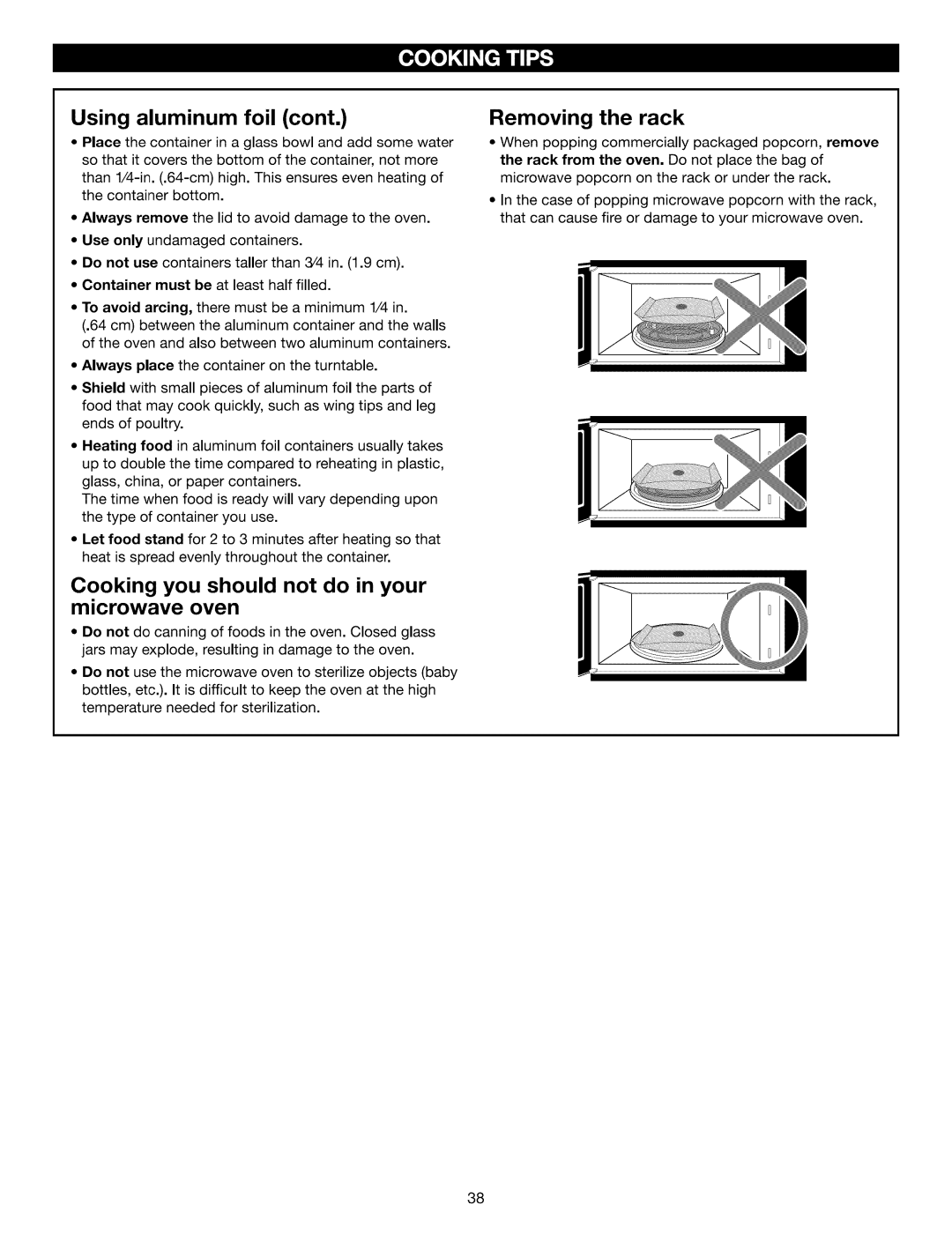 Kenmore 721.88513, 721.88519, 721.88512 manual Cooking you should not do in your microwave oven 