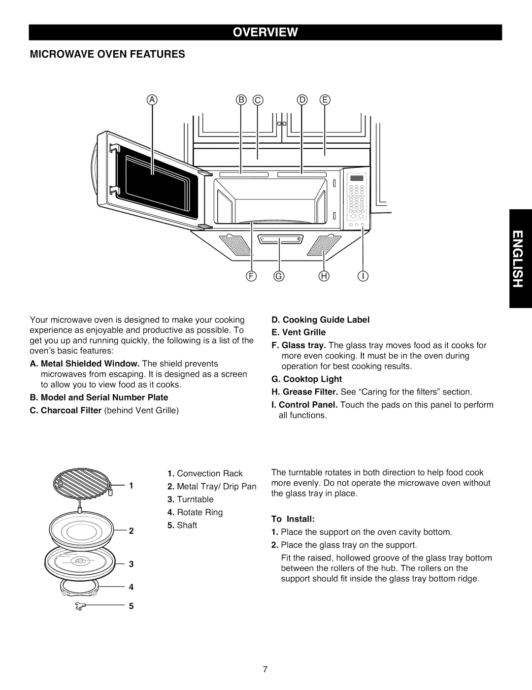 Kenmore 721.88512, 721.88519, 721.88513 manual Microwave Oven Features, Cooking Guide Label Vent Grille 