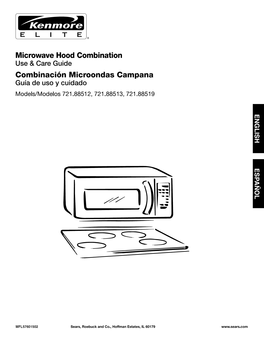 Kenmore 721.88512 manual Microwave Hood Combination Use & Care Guide, Combinacibn Microondas Campana, E L T E 