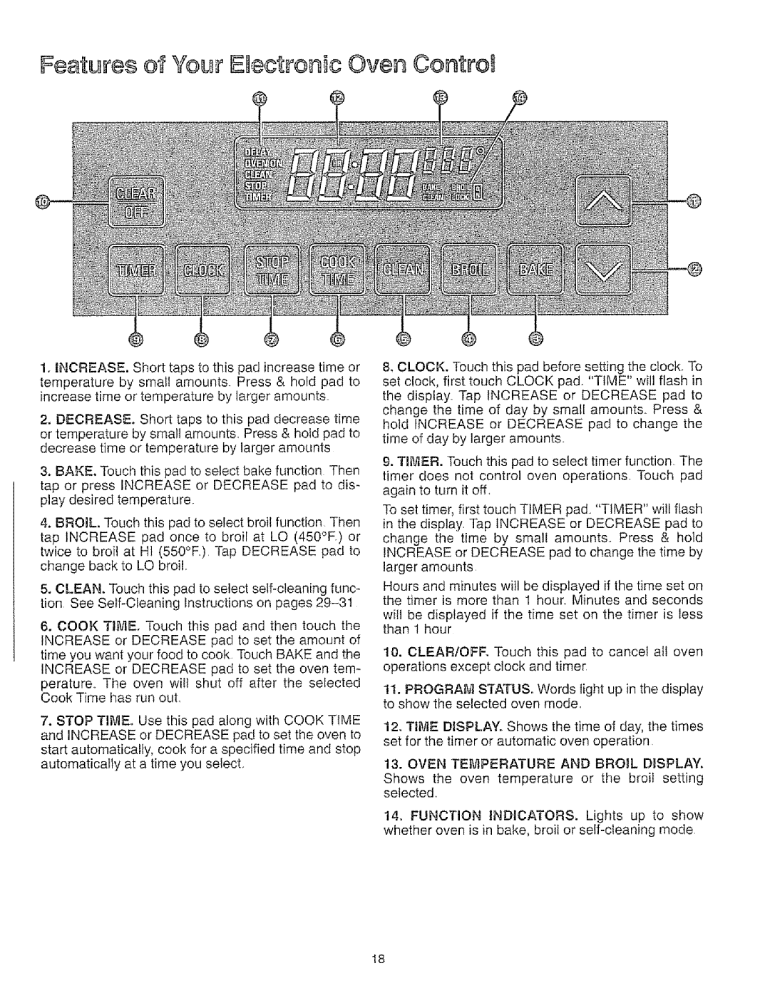 Kenmore 73811, 73819, 73511, 73515 manual Features of You Etect oHi¢ Ov÷ Control, Oven Temperature and Broil Display 