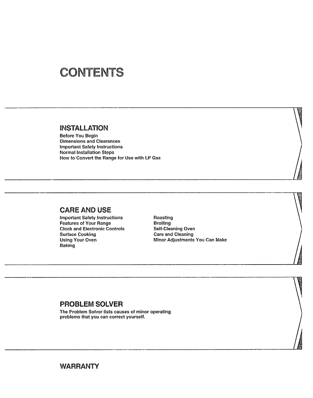 Kenmore 73515, 73819, 73511, 73811 manual Contents 