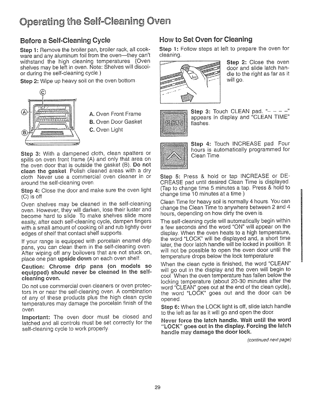 Kenmore 73515, 73819 OpeYating the $e foO eatsing Oven, Before a Serf-Cleaning Cycle, How to Set Oven for Cgeaning, Is off 