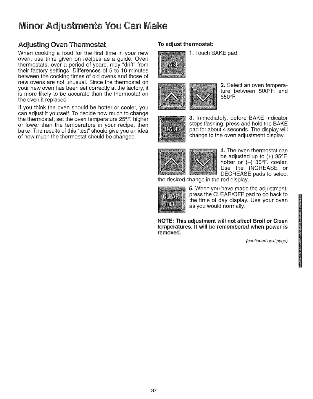 Kenmore 73515, 73819, 73511, 73811 manual Minor Adjustments You Can Make, Adjusting Oven Thermostat 