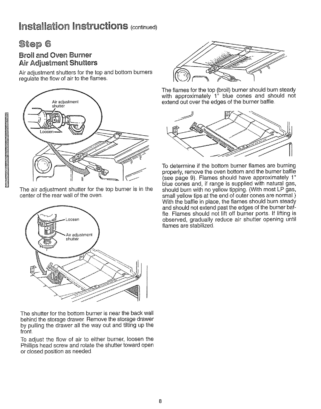 Kenmore 73511, 73819, 73515, 73811 manual Broal end Oven Burner, Air Adjustment Shutters 