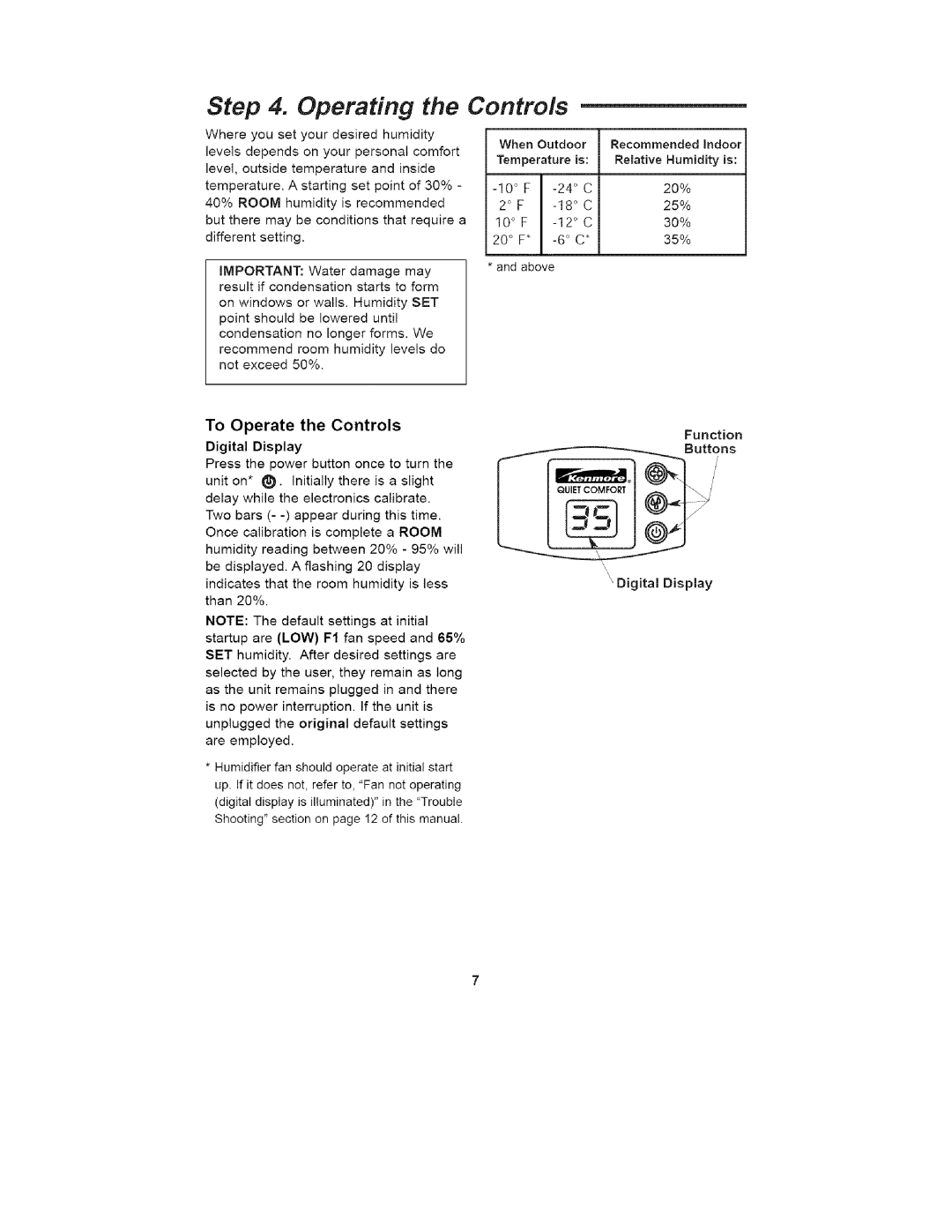 Kenmore 758.15408 manual Operating the Controls, To Operate the Controls 