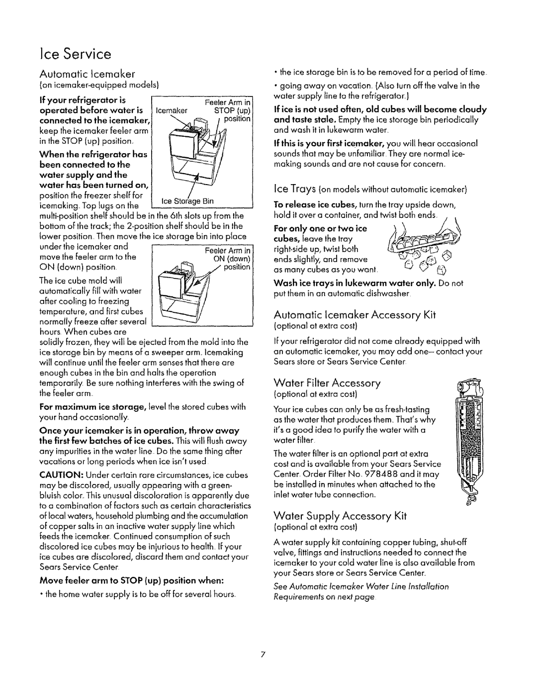 Kenmore 73475, 77171, 73871, 73478, 63141, 77878, 73878 Automatic Lcemaker, Water Filter Accessory, Water Supply Accessory Kit 